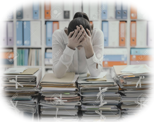Frustrierende Büroarbeit Büro; Frustrierende Büroarbeit; Büroangestellte; Stress; übervordert; überarbeitet